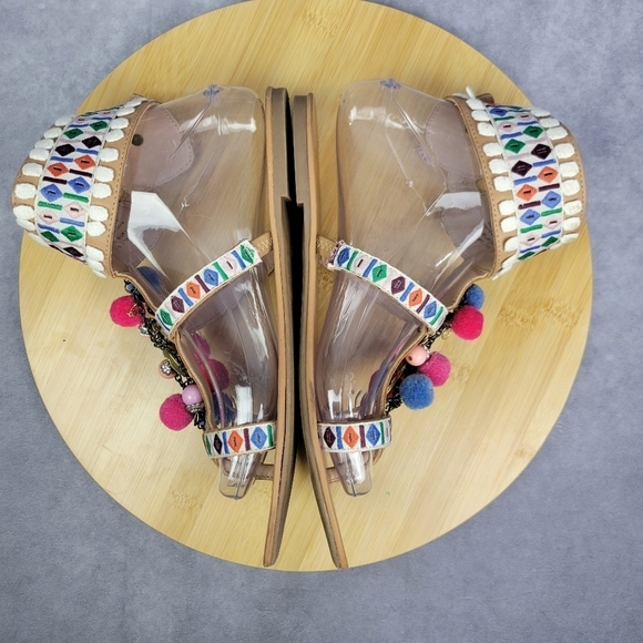 Mix No 6 Pompom Boho Fun Colorful beach comfy lightweight sandal Size 8‎ Women - Picture 7 of 14